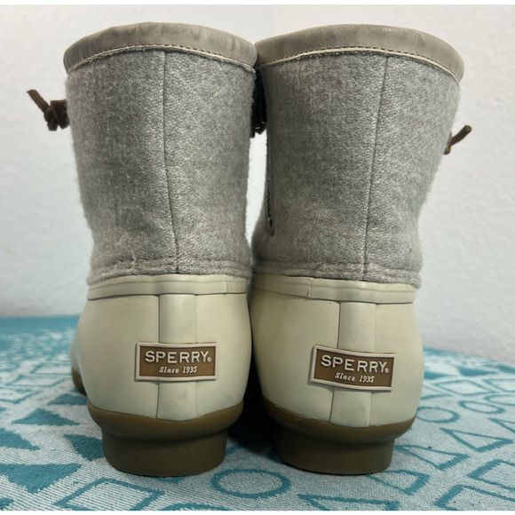 Women's Sperry SALTWATER Emboss‎ WOOL Duck Boots Off White Size 7.5 Sts82473 - Picture 4 of 12